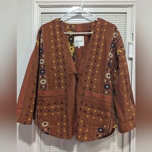 Madewell XS Shirttail Wrap Jacket Long Sleeve Kilim Warm Nutmeg Brown Women's